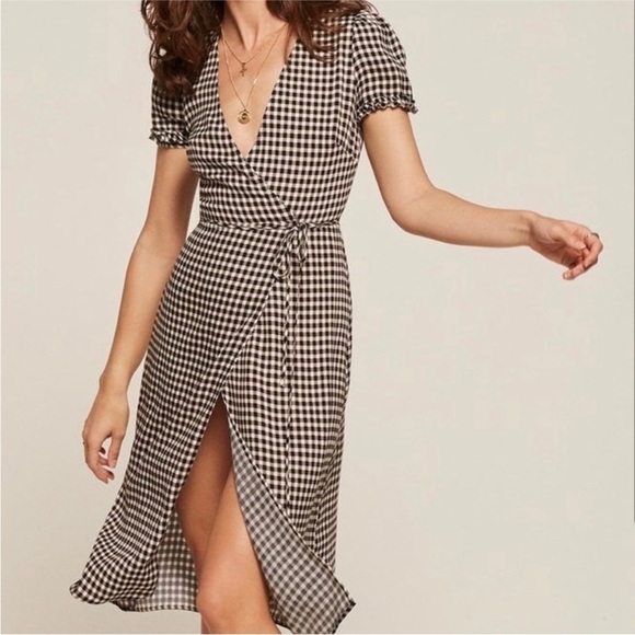 Reformation checker midi dress NWT - Picture 1 of 6